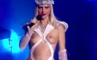 Cicciolina nearly nude live on stage italian television